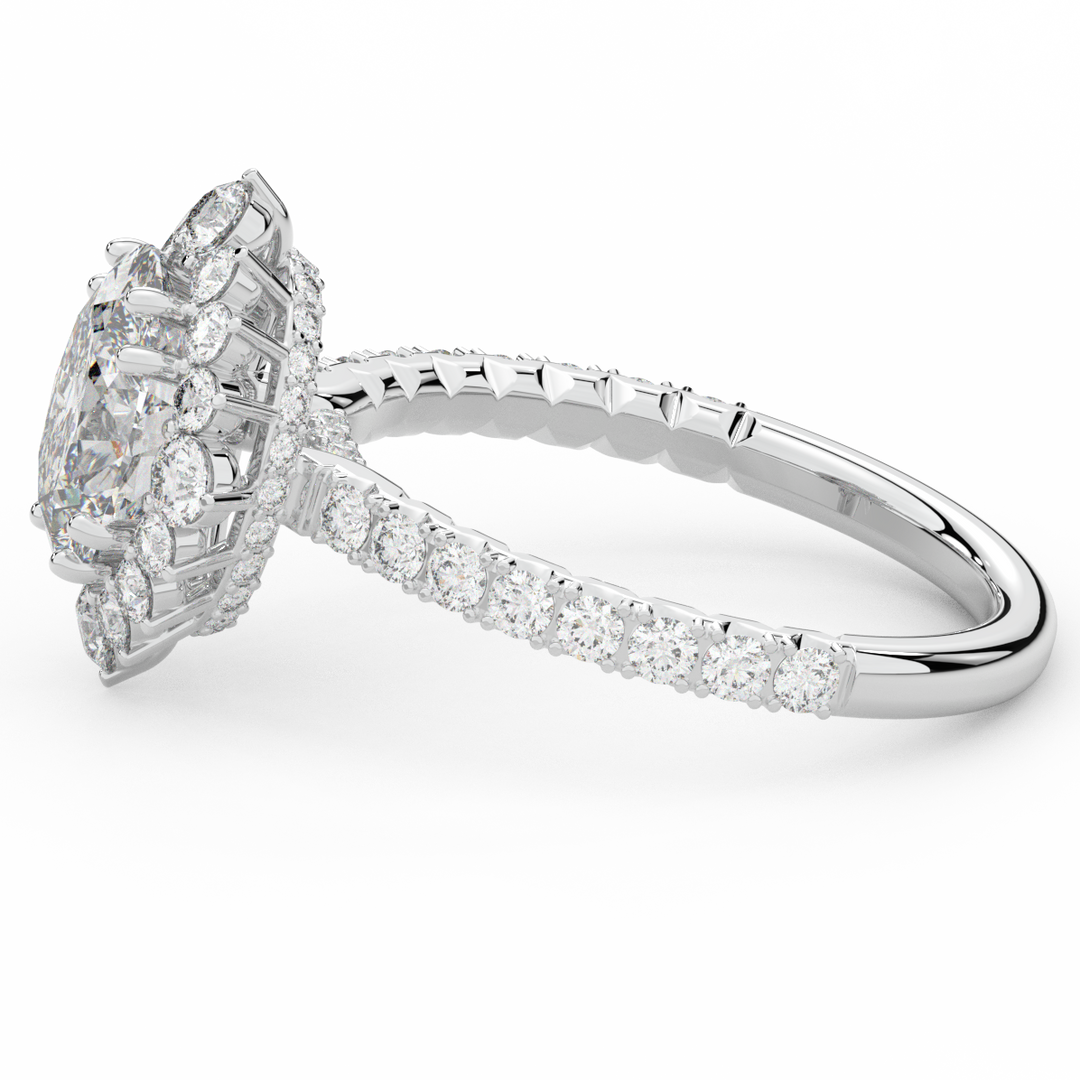 2.80CT.TW OVAL LAB DIAMOND HALO ENGAGEMENT RING