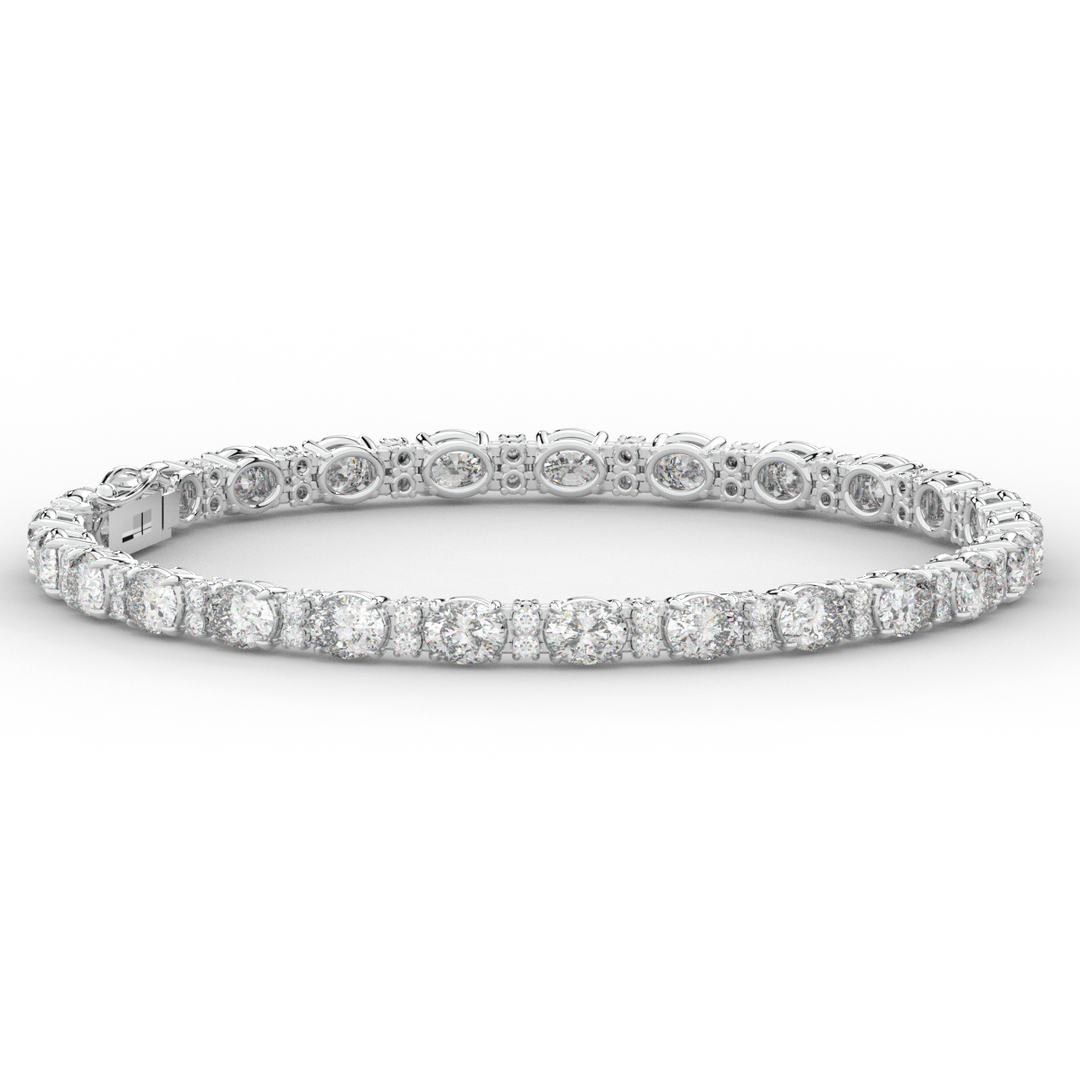 9.25CT.TW OVAL AND ROUND LAB DIAMOND TENNIS BRACELET - Nazarelle