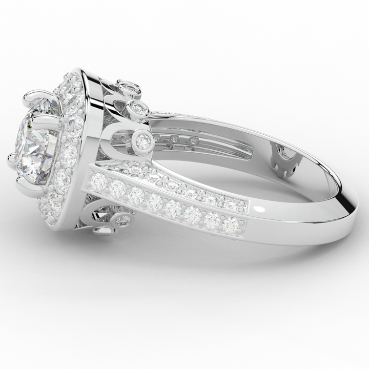 1.50CT.TW ROUND LAB DIAMOND HALO ENGAGEMENT RING