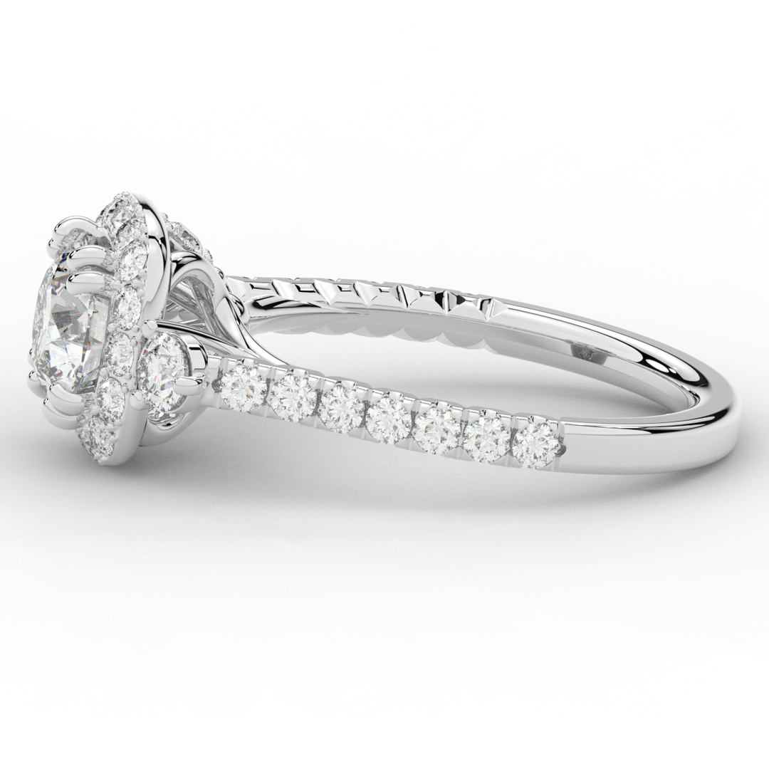 1.75CT.TW ROUND LAB DIAMOND HALO ENGAGEMENT RING