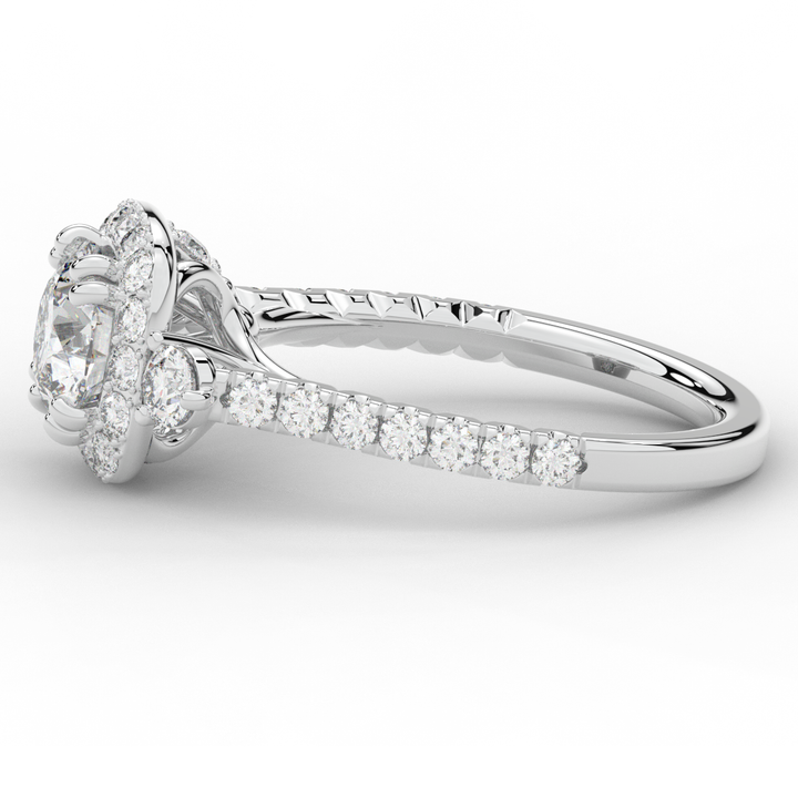 1.75CT.TW ROUND LAB DIAMOND HALO ENGAGEMENT RING