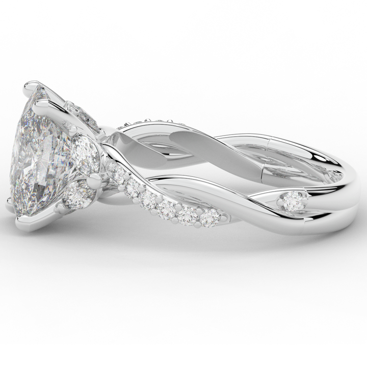 2.40CT.TW CUSHION LAB DIAMOND TWIST BAND ENGAGEMENT RING