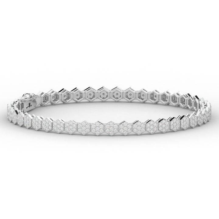 2.50CT.TW ROUND LAB DIAMOND CLUSTER TENNIS BRACELET - Nazarelle