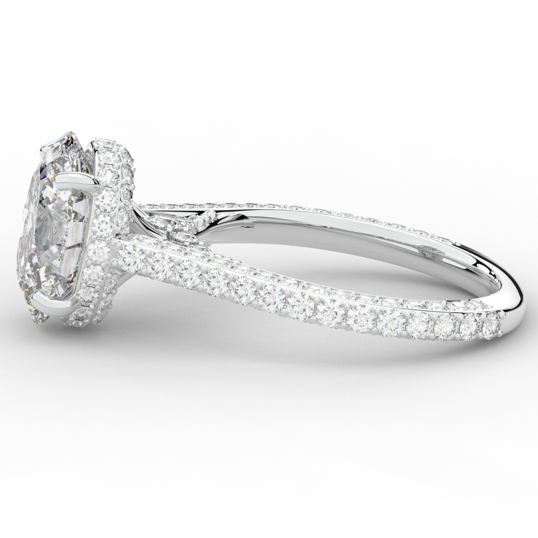 4.00CT.TW OVAL LAB DIAMOND UNDERHALO SOLITAIRE ENGAGEMENT RING