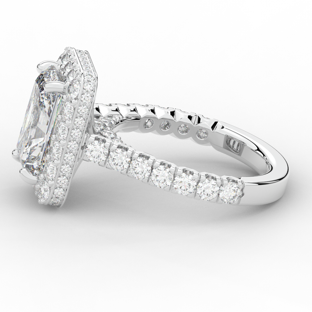 4.50CT.TW RADIANT LAB DIAMOND HALO ENGAGEMENT RING