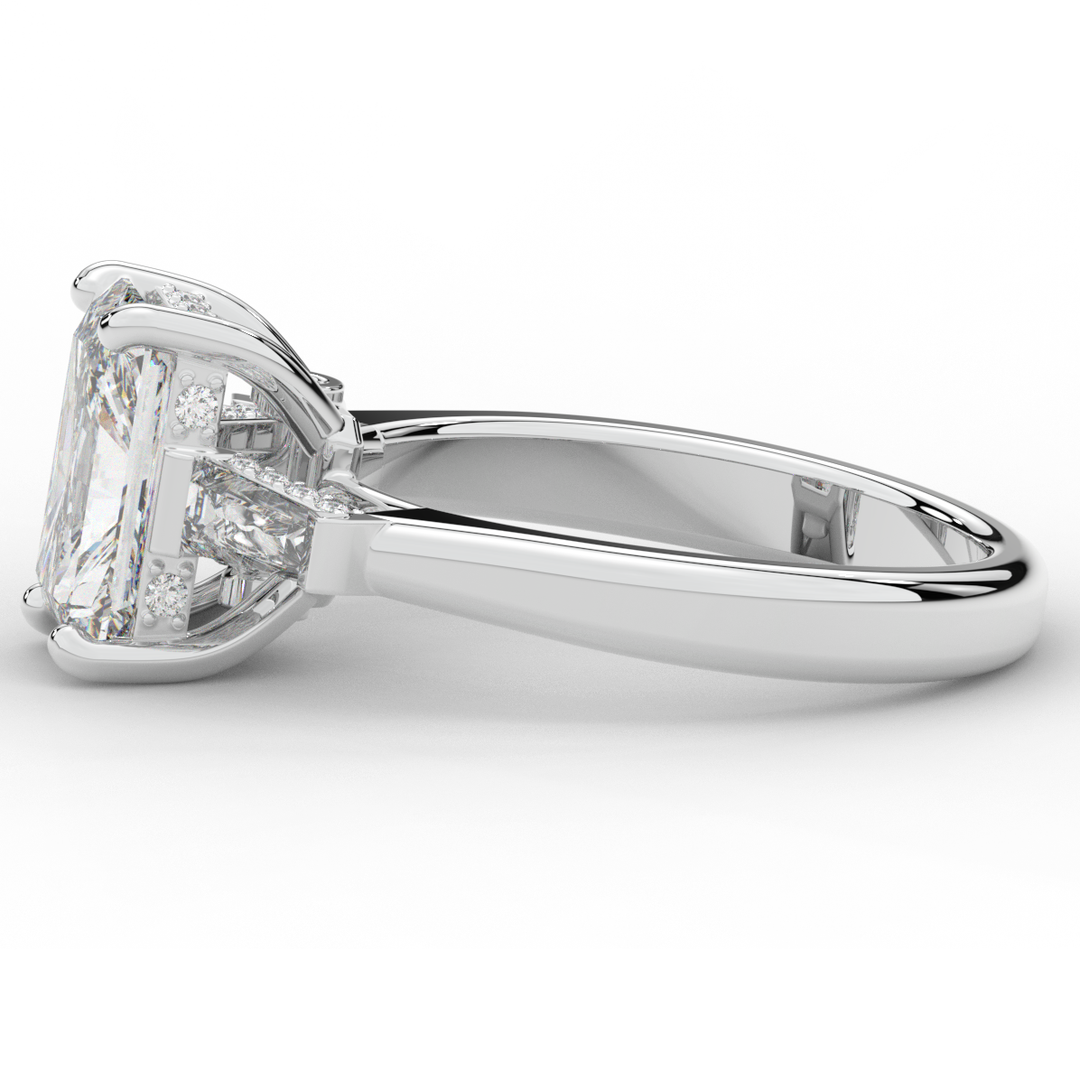 3.45CT.TW RADIANT LAB DIAMOND 3 STONE ENGAGEMENT RING