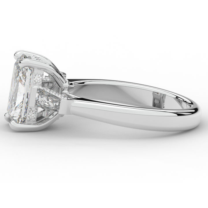 3.45CT.TW RADIANT LAB DIAMOND 3 STONE ENGAGEMENT RING