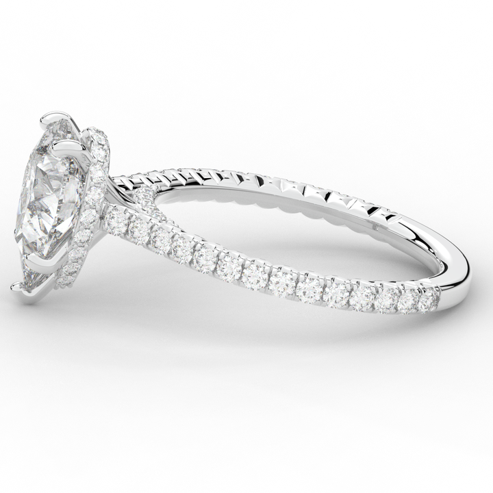 2.50CT.TW PEAR LAB DIAMOND UNDERHALO SOLITAIRE ENGAGEMENT RING