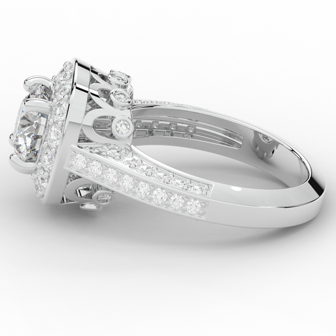 1.50CT.TW ROUND LAB DIAMOND HALO ENGAGEMENT RING