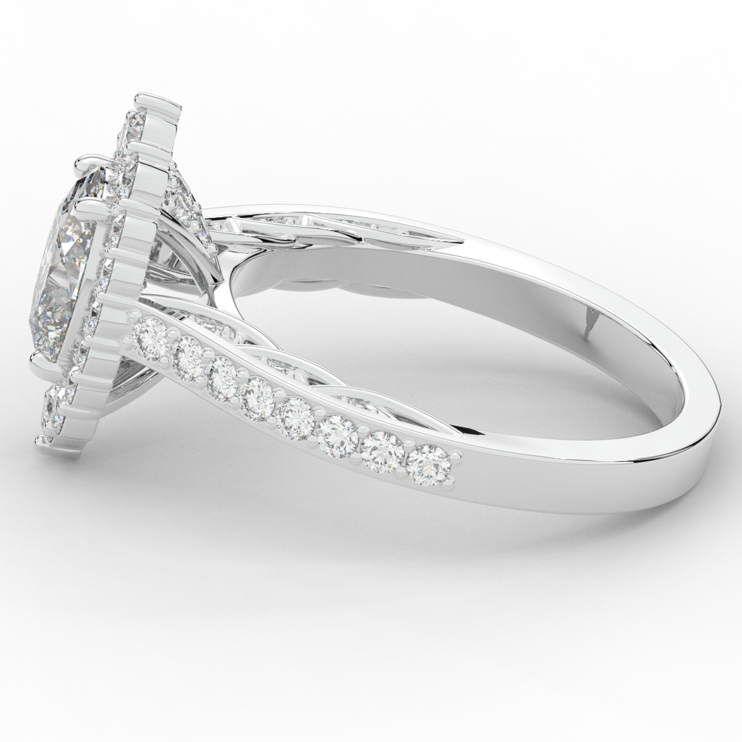 1.75CT.TW OVAL LAB DIAMOND HALO ENGAGEMENT RING