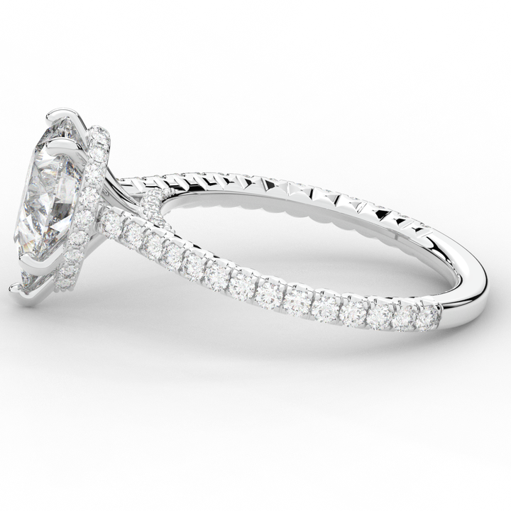 2.50CT.TW PEAR LAB DIAMOND UNDERHALO SOLITAIRE ENGAGEMENT RING