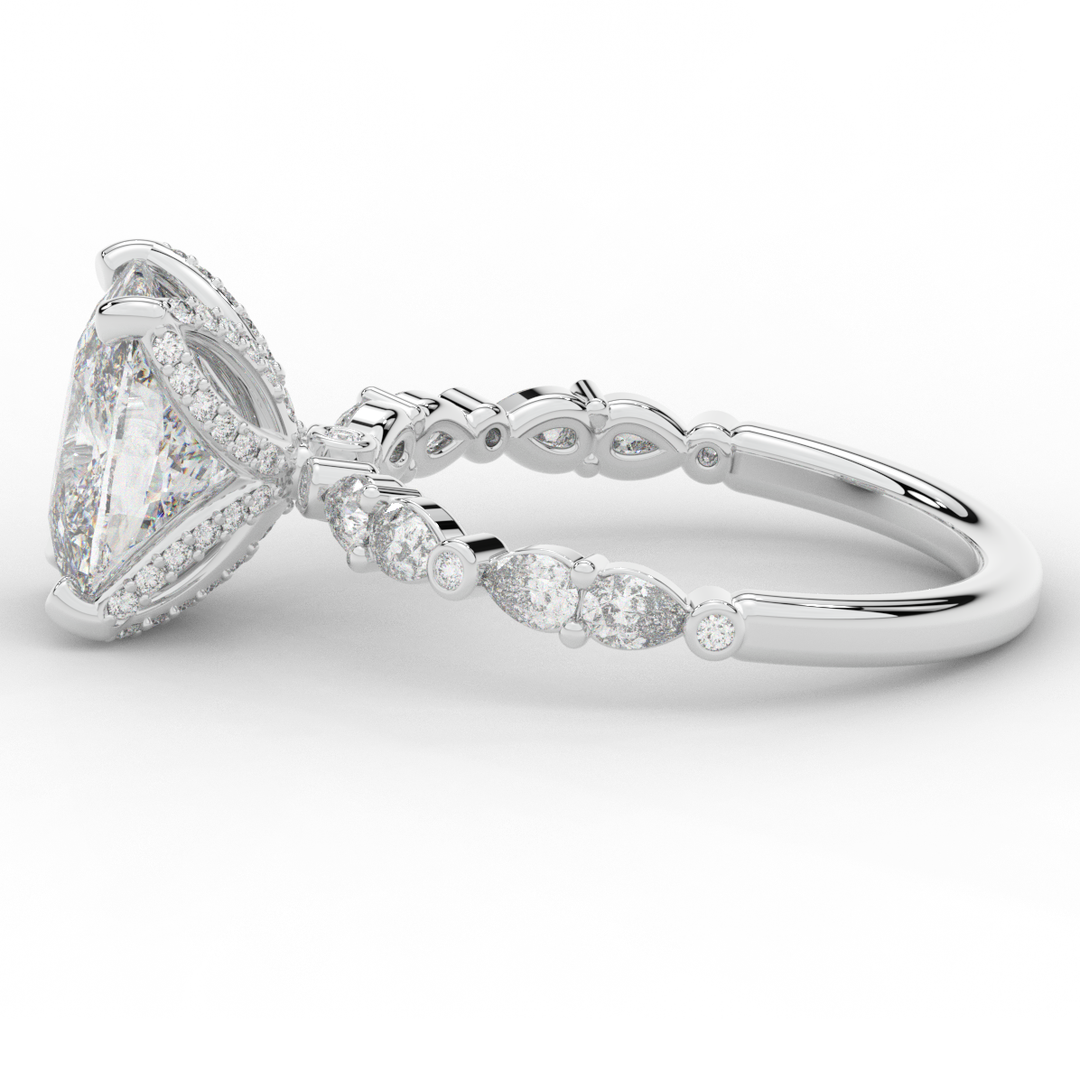 3.60CT.TW CUSHION LAB DIAMOND SOLITAIRE ENGAGEMENT RING