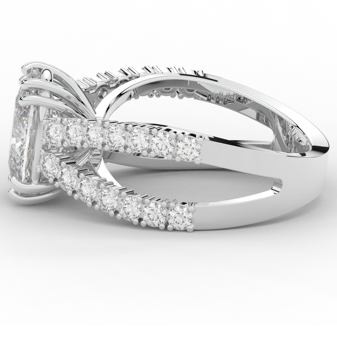 3.75CT.TW CUSHION LAB DIAMOND SPLIT BAND ENGAGEMENT RING