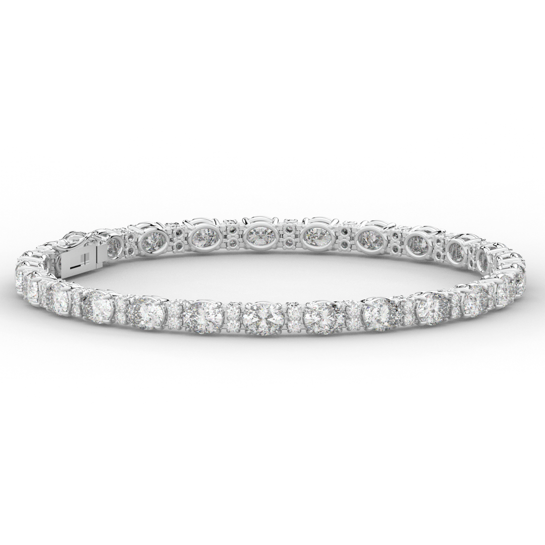 9.25CT.TW OVAL AND ROUND LAB DIAMOND TENNIS BRACELET - Nazarelle