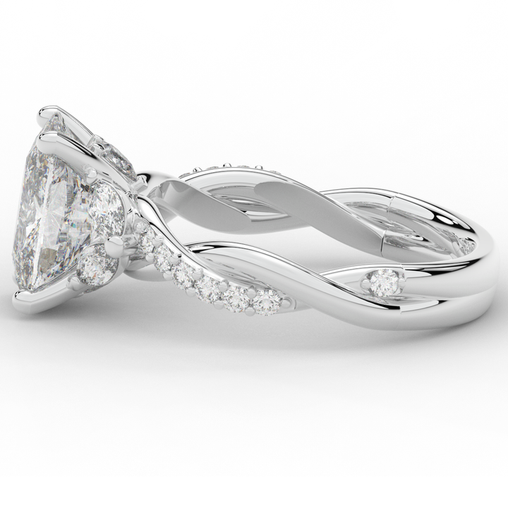 2.40CT.TW CUSHION LAB DIAMOND TWIST BAND ENGAGEMENT RING