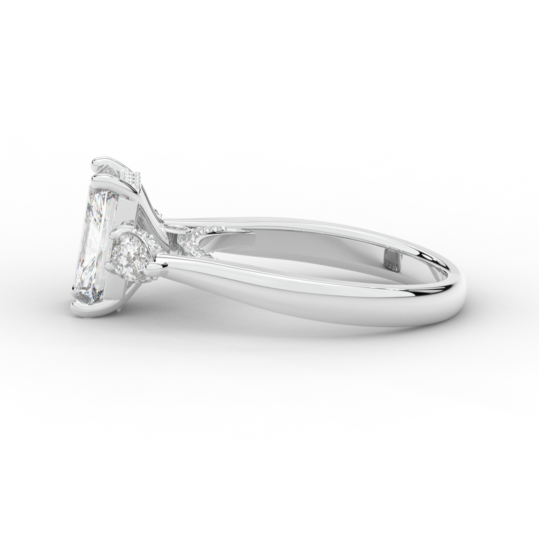 2.40CT.TW RADIANT LAB DIAMOND 3 STONE ENGAGEMENT RING