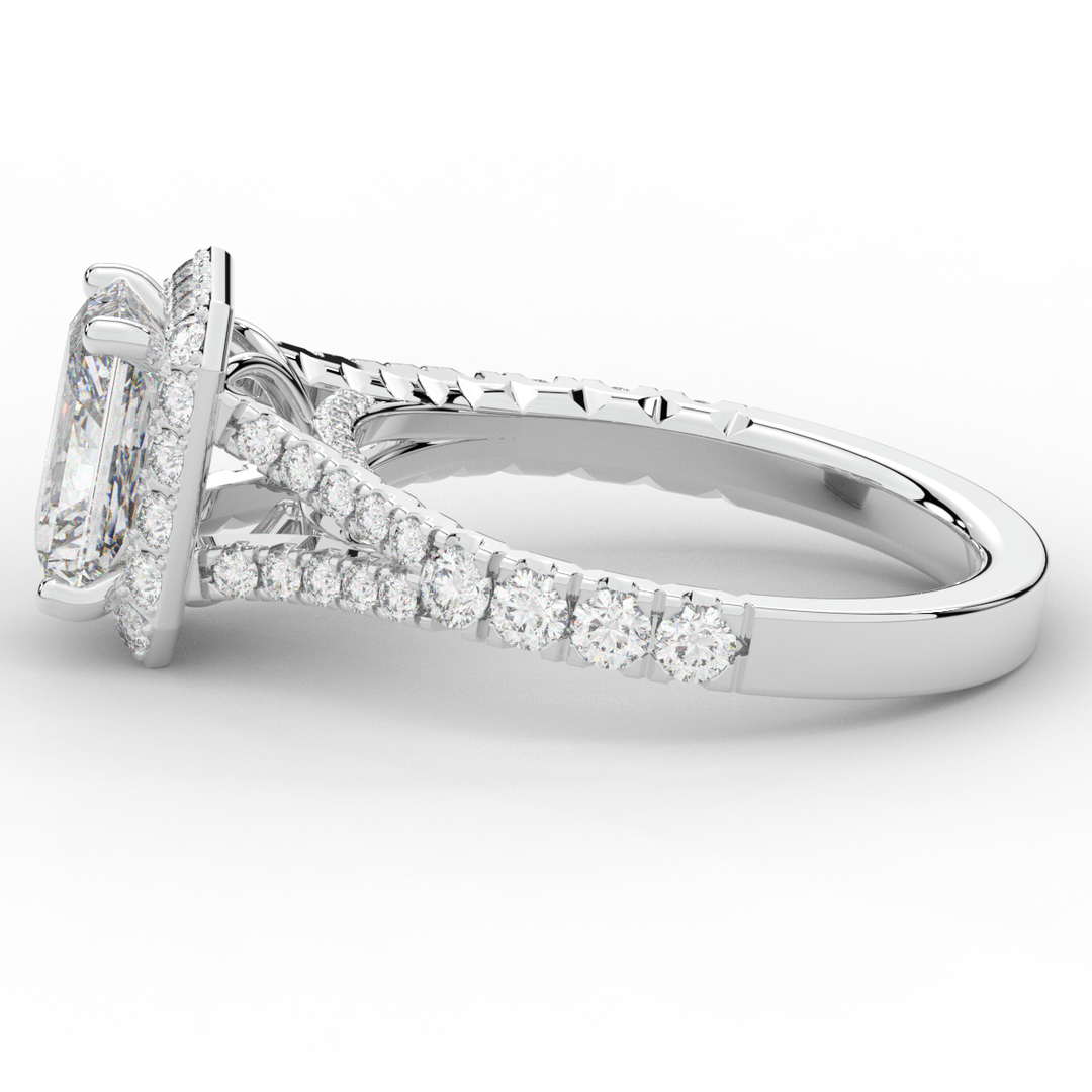 2.60CT.TW RADIANT LAB DIAMOND SPLIT SHANK HALO ENGAGEMENT RING