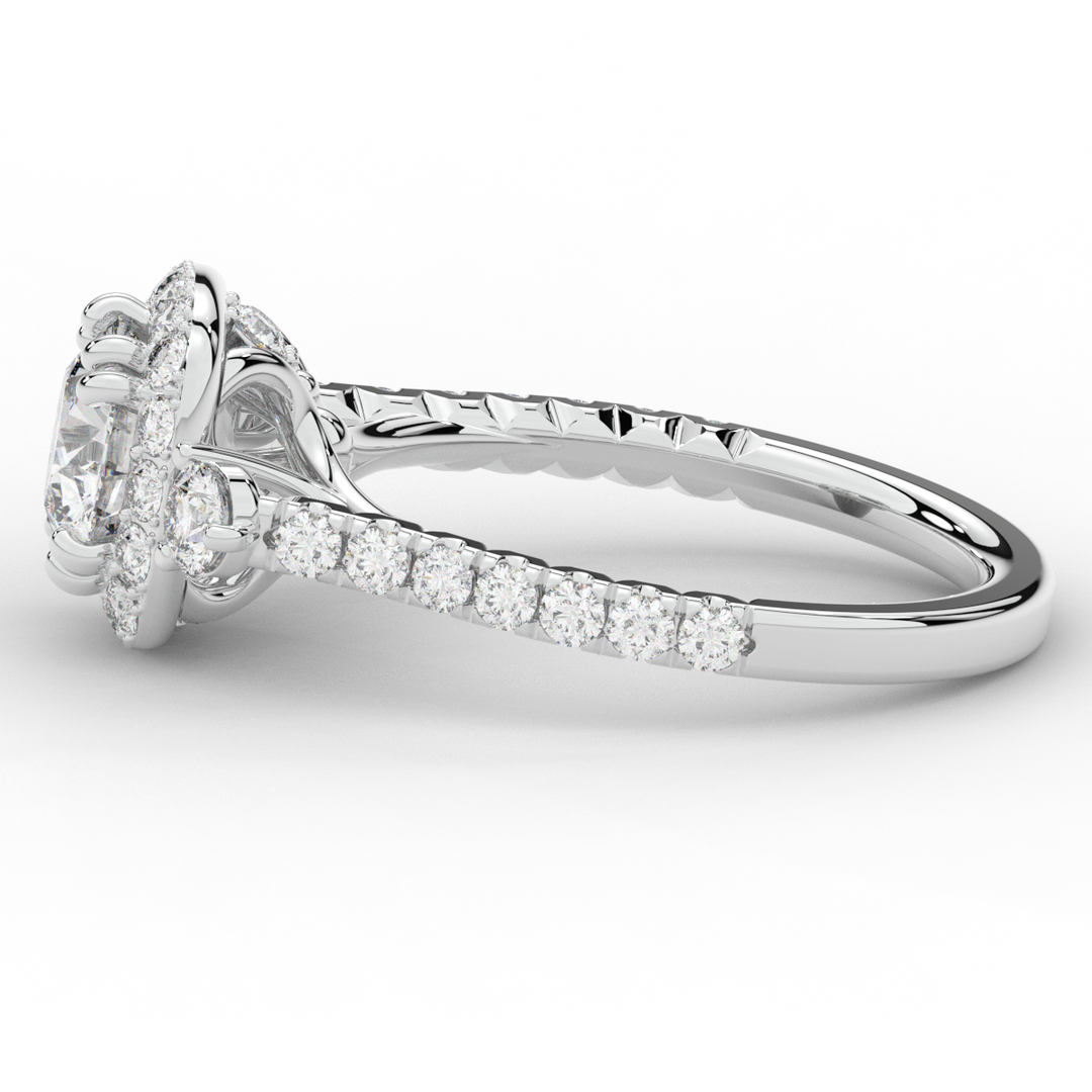 1.75CT.TW ROUND LAB DIAMOND HALO ENGAGEMENT RING