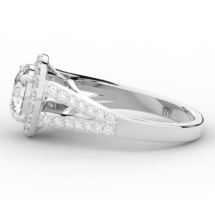 2.50CT.TW ROUND LAB DIAMOND SPLIT SHANK HALO ENGAGEMENT RING - Nazarelle