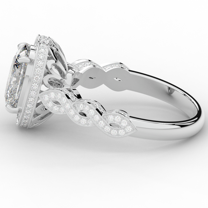 3.10CT.TW OVAL LAB DIAMOND HALO ENGAGEMENT RING