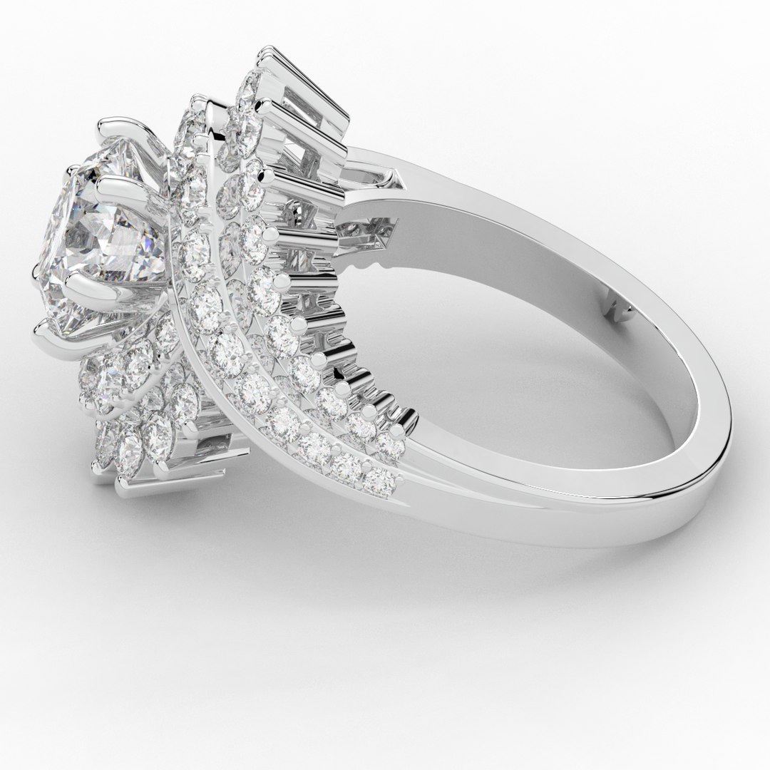 3.35CT.TW ROUND LAB DIAMOND BYPASS HALO ENGAGEMENT RING