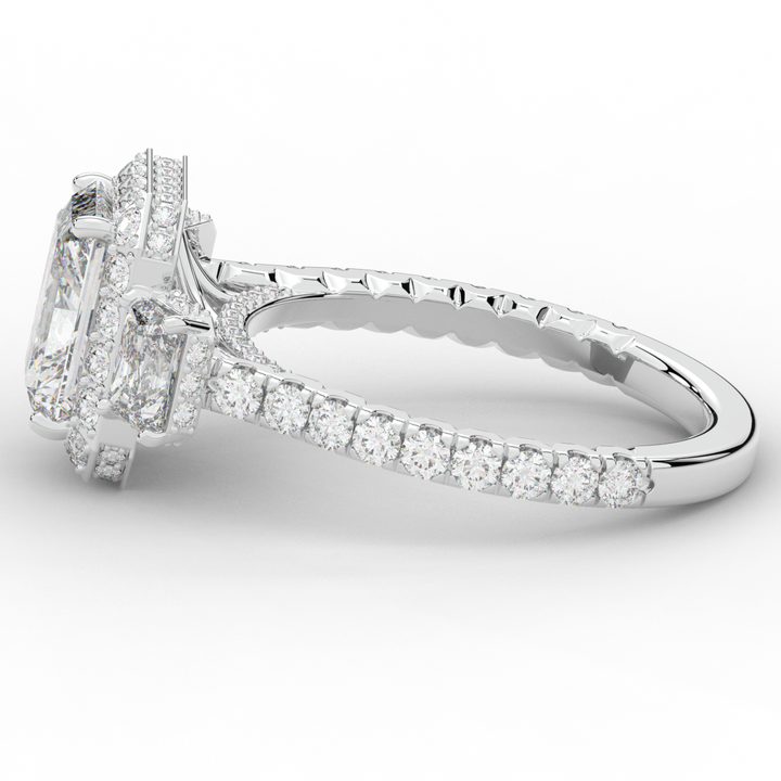 3.20CT.TW RADIANT LAB DIAMOND 3 STONE ENGAGEMENT RING