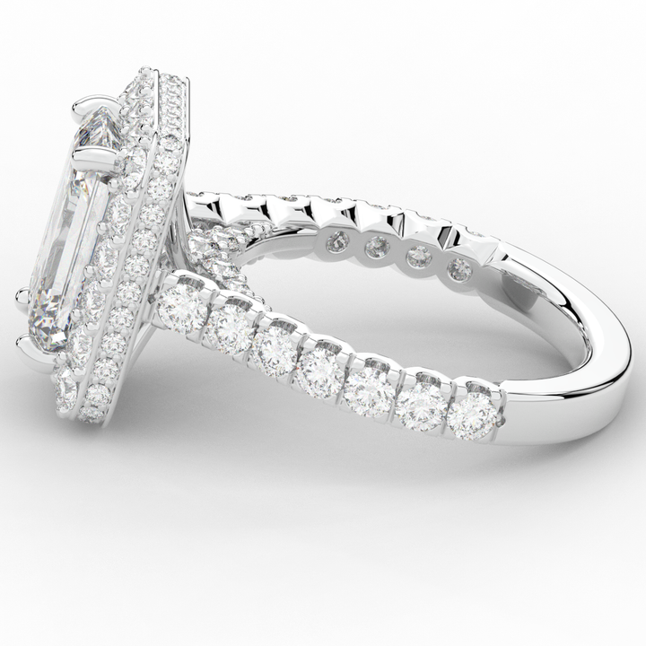 4.50CT.TW EMERALD CUT LAB DIAMOND HALO ENGAGEMENT RING