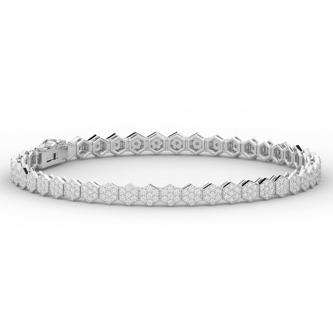 2.50CT.TW ROUND LAB DIAMOND CLUSTER TENNIS BRACELET - Nazarelle