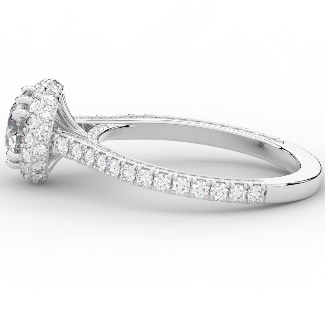 1.90CT.TW ROUND LAB DIAMOND HALO ENGAGEMENT RING