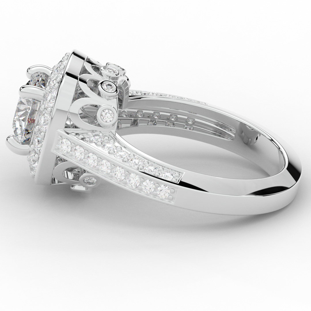 1.50CT.TW ROUND LAB DIAMOND HALO ENGAGEMENT RING