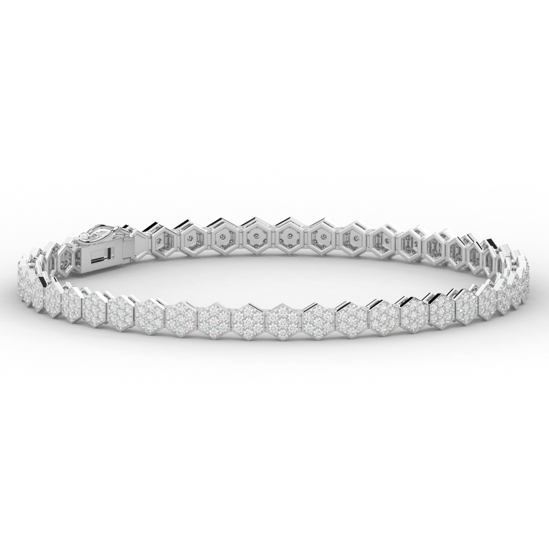 2.50CT.TW ROUND LAB DIAMOND CLUSTER TENNIS BRACELET - Nazarelle