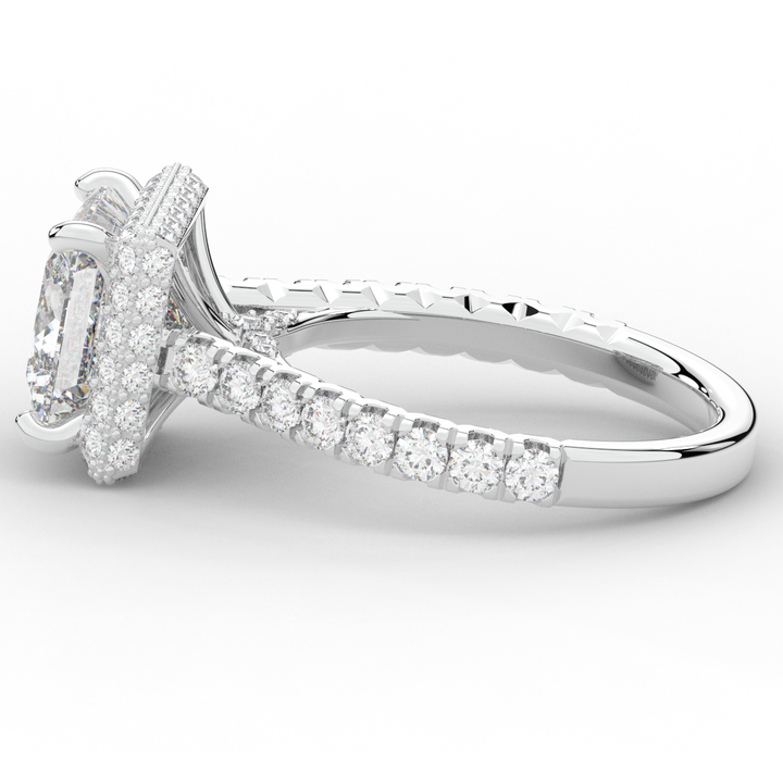 3.90CT.TW PRINCESS LAB DIAMOND HALO ENGAGEMENT RING