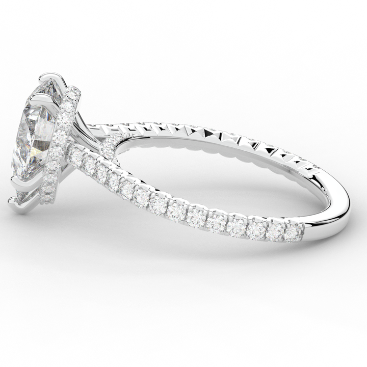 2.50CT.TW PEAR LAB DIAMOND UNDERHALO SOLITAIRE ENGAGEMENT RING