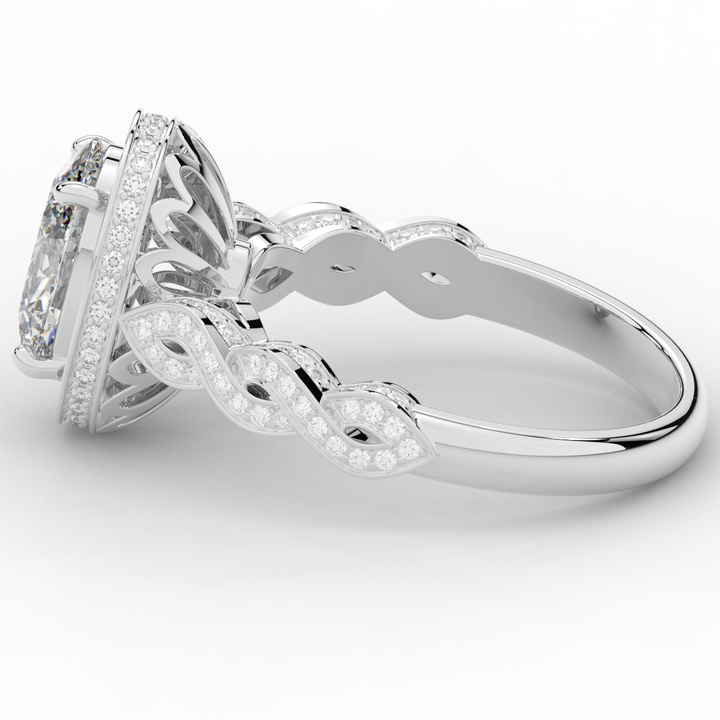 3.10CT.TW OVAL LAB DIAMOND HALO ENGAGEMENT RING