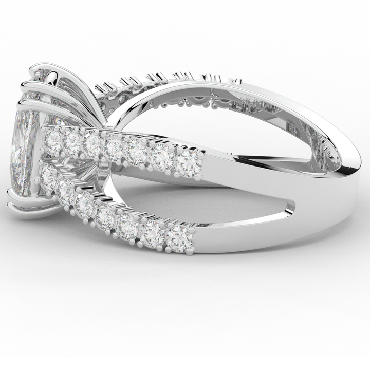 3.75CT.TW CUSHION LAB DIAMOND SPLIT BAND ENGAGEMENT RING