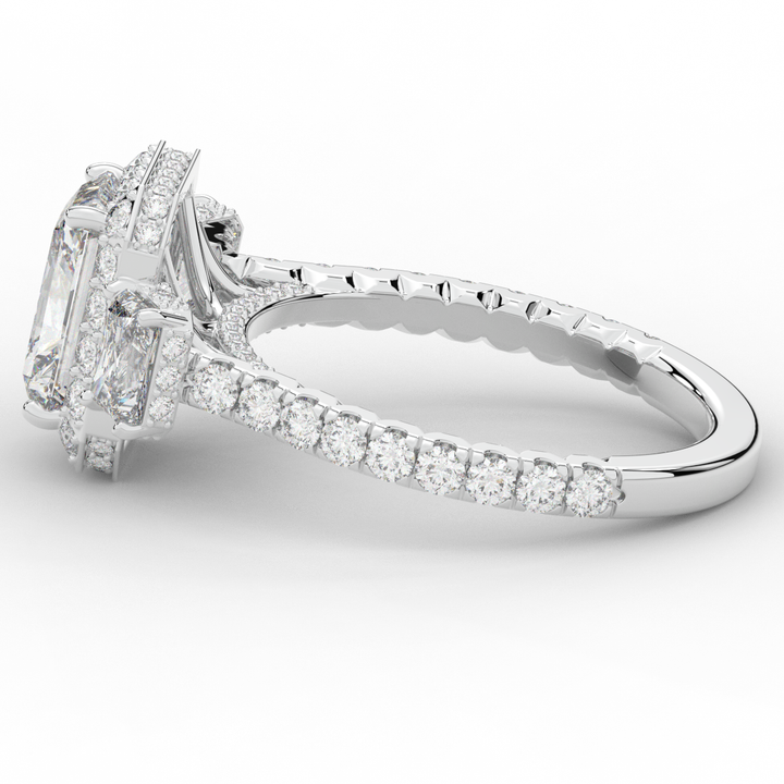 3.20CT.TW RADIANT LAB DIAMOND 3 STONE ENGAGEMENT RING