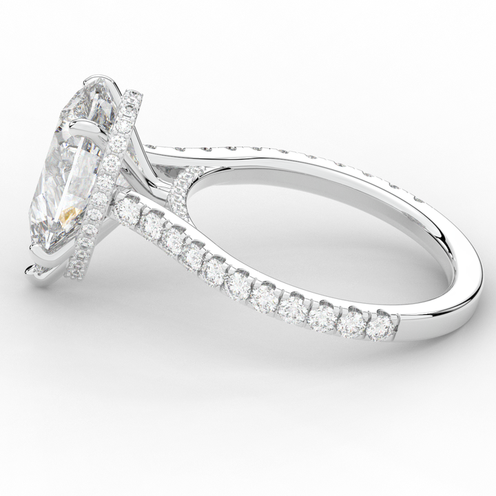 4.60CT.TW PEAR LAB DIAMOND UNDERHALO SOLITAIRE ENGAGEMENT RING