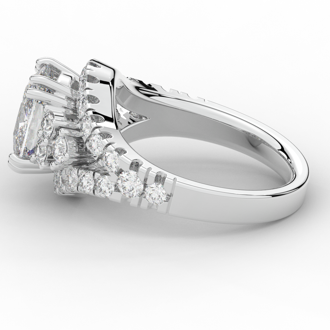 3.10CT.TW CUSHION LAB DIAMOND HALO ENGAGEMENT RING