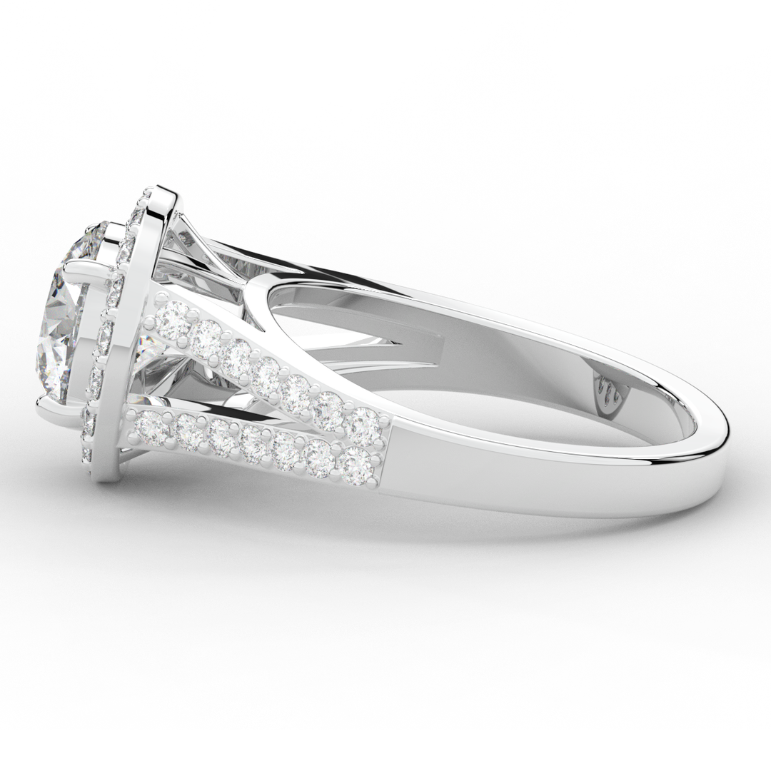 2.50CT.TW ROUND LAB DIAMOND SPLIT SHANK HALO ENGAGEMENT RING - Nazarelle