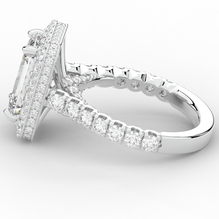 4.50CT.TW EMERALD CUT LAB DIAMOND HALO ENGAGEMENT RING