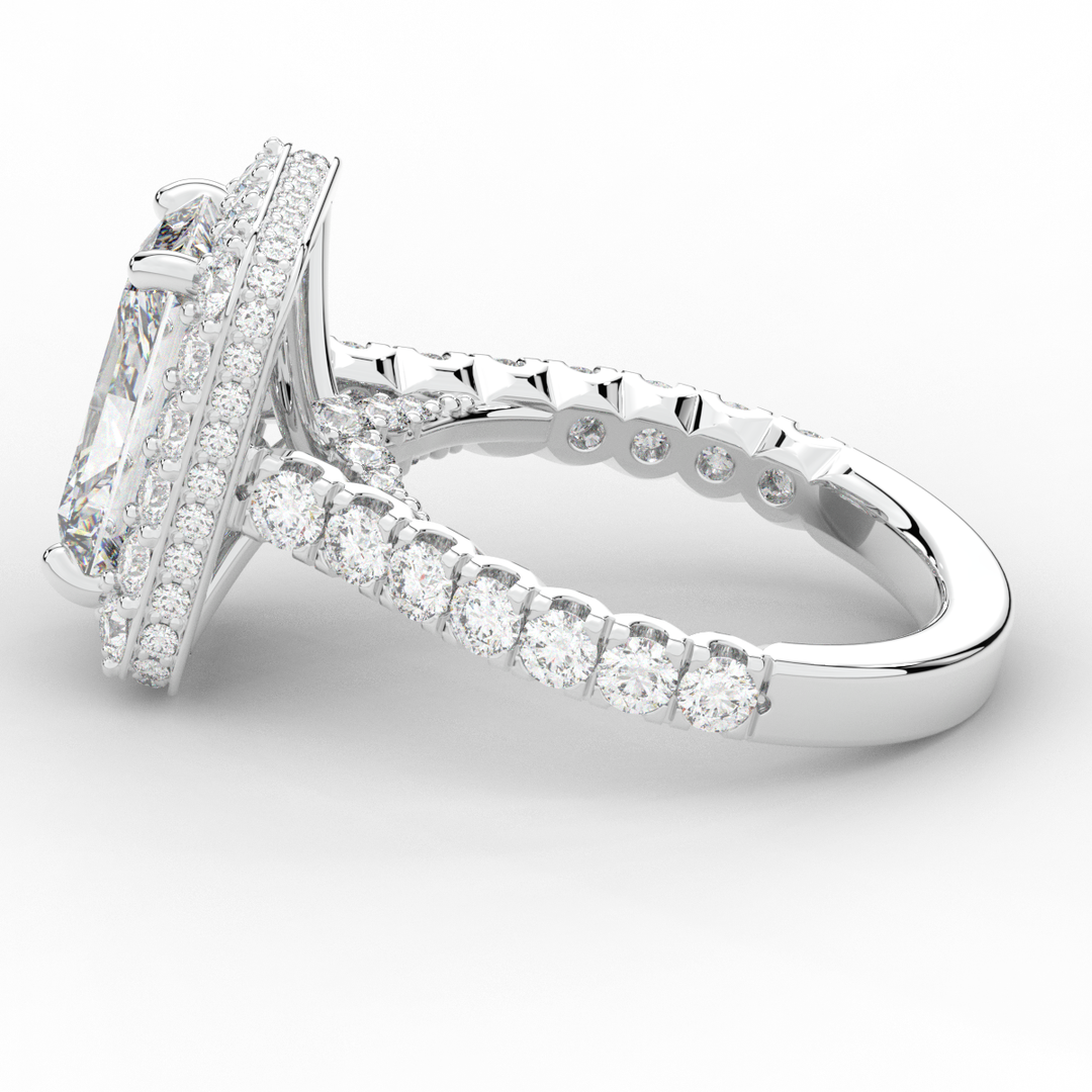 4.50CT.TW RADIANT LAB DIAMOND HALO ENGAGEMENT RING