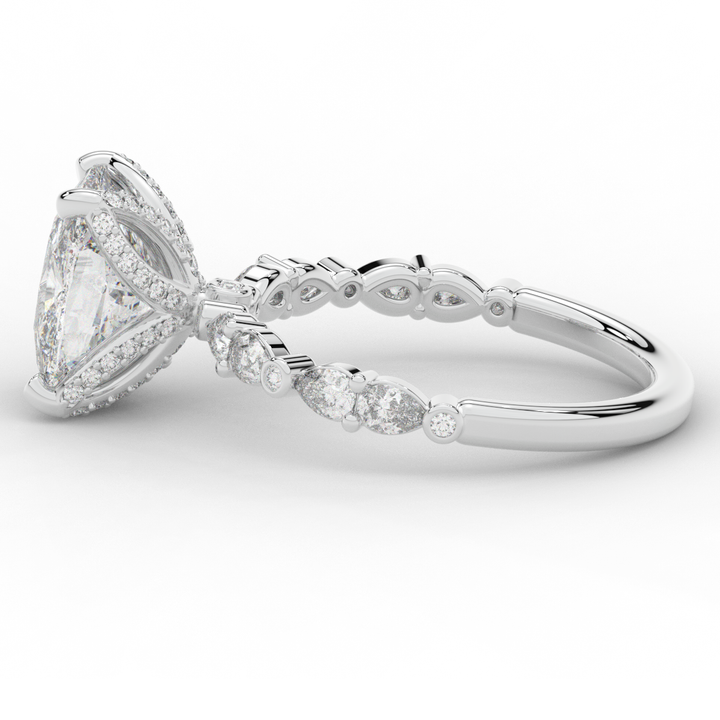 3.60CT.TW CUSHION LAB DIAMOND SOLITAIRE ENGAGEMENT RING