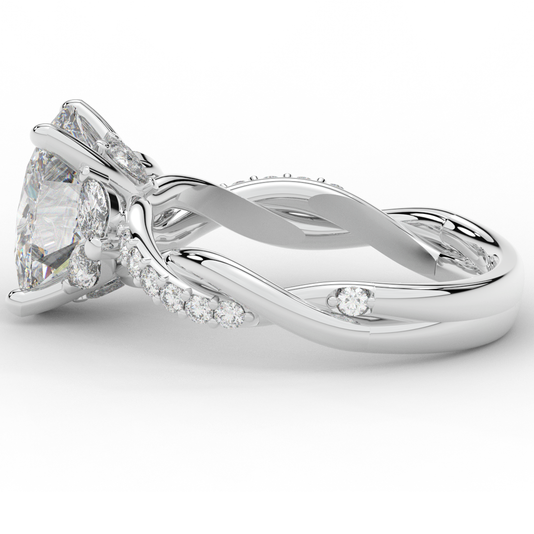 2.40CT.TW OVAL LAB DIAMOND TWIST ENGAGEMENT RING