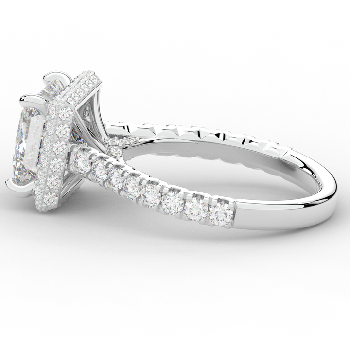 3.90CT.TW PRINCESS LAB DIAMOND HALO ENGAGEMENT RING