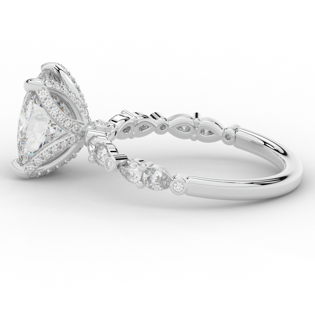 3.60CT.TW CUSHION LAB DIAMOND SOLITAIRE ENGAGEMENT RING