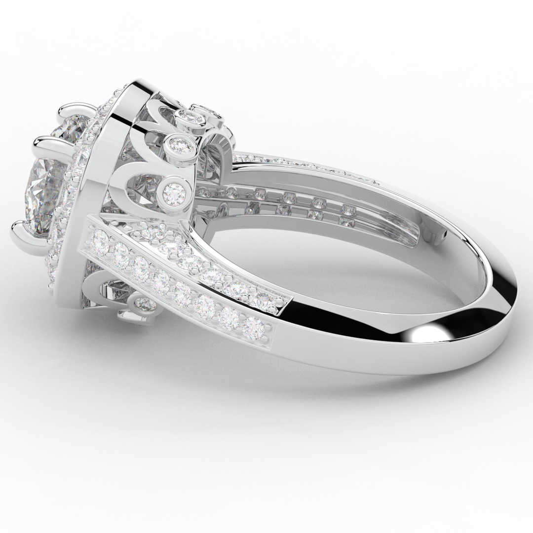 1.50CT.TW ROUND LAB DIAMOND HALO ENGAGEMENT RING