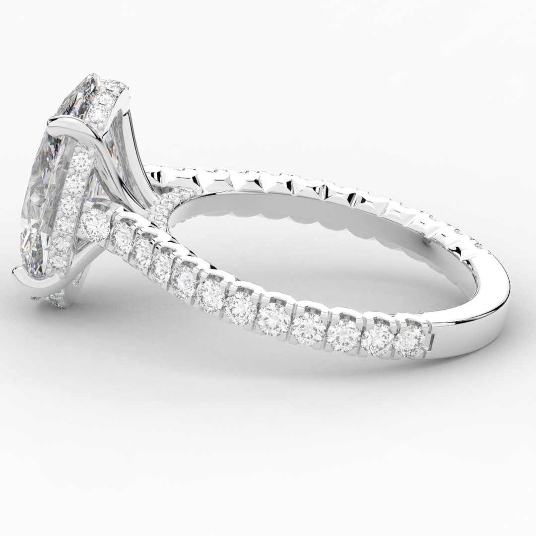 4.70CT.TW OVAL LAB DIAMOND UNDERHALO SOLITAIRE ENGAGEMENT RING