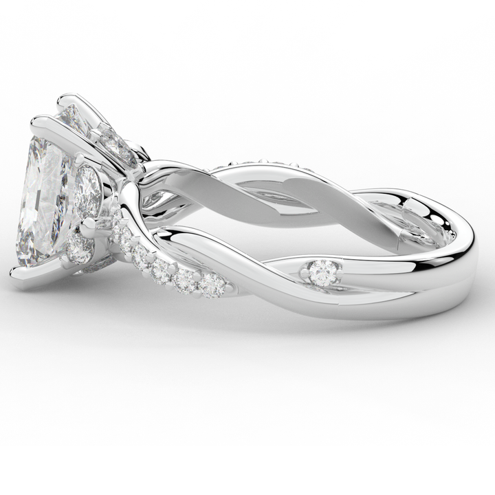 2.40CT.TW RADIANT LAB DIAMOND TWIST BAND ENGAGEMENT RING