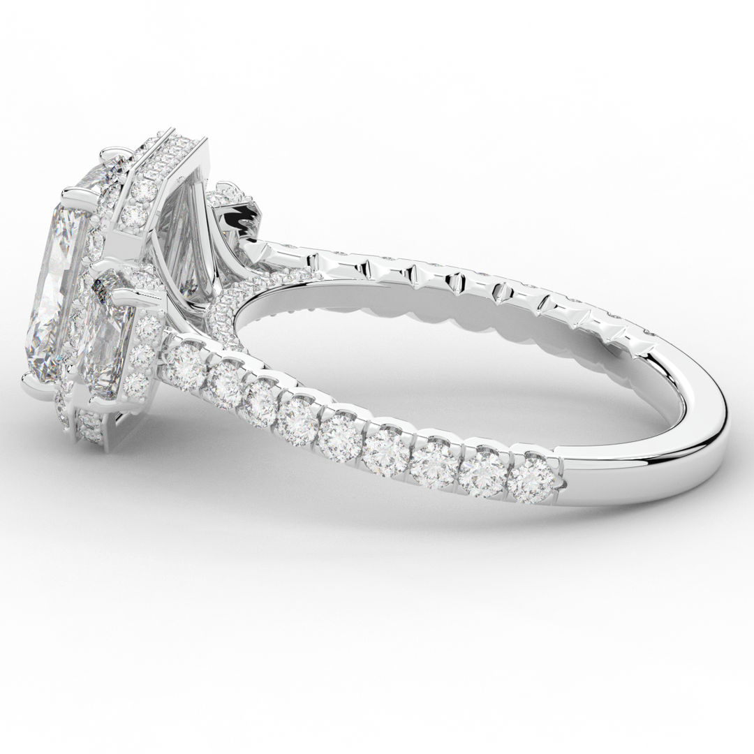 3.20CT.TW RADIANT LAB DIAMOND 3 STONE ENGAGEMENT RING