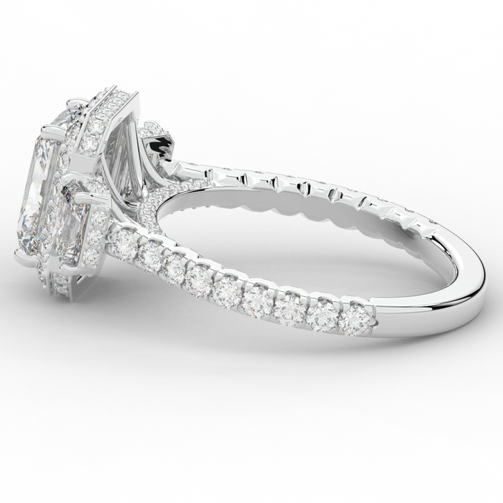 3.20CT.TW RADIANT LAB DIAMOND 3 STONE ENGAGEMENT RING